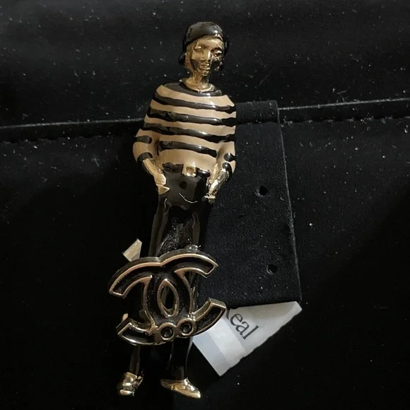 CHANEL ENAMEL COCO MADEMOISELLE 100 YEAR ANNIVERSARY PIN BROOCH